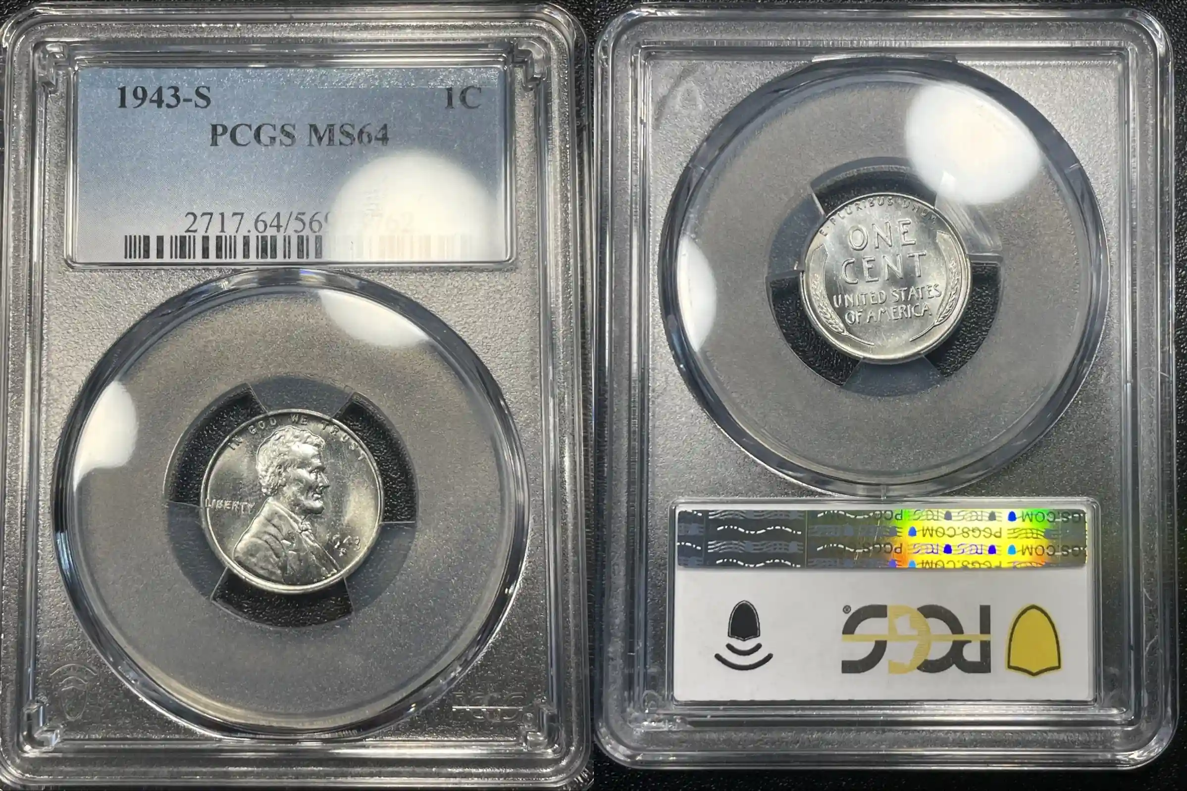 1943 Steel Wheat penny graded by PCGS